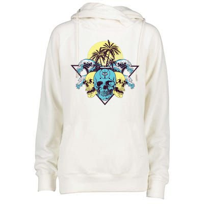 Tropical Skulls Womens Funnel Neck Pullover Hood