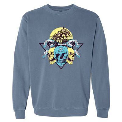 Tropical Skulls Garment-Dyed Sweatshirt