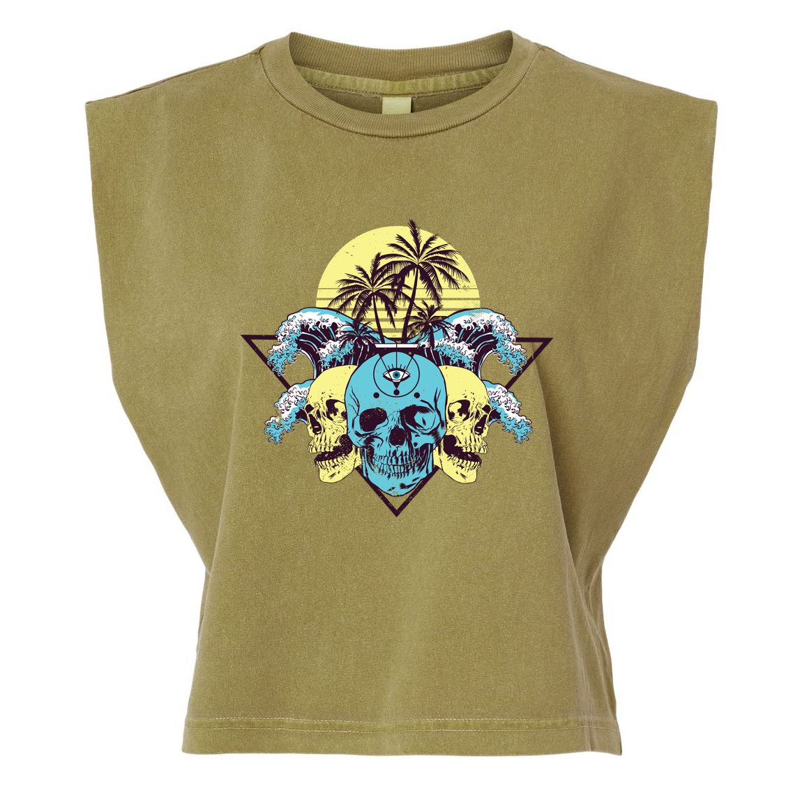 Tropical Skulls Garment-Dyed Women's Muscle Tee