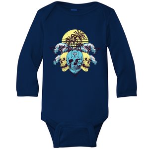 Tropical Skulls Baby Long Sleeve Bodysuit