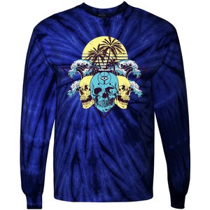 Tropical Skulls Tie-Dye Long Sleeve Shirt