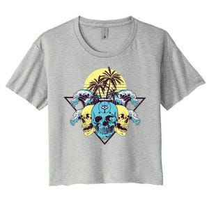 Tropical Skulls Women's Crop Top Tee