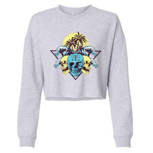 Tropical Skulls Cropped Pullover Crew