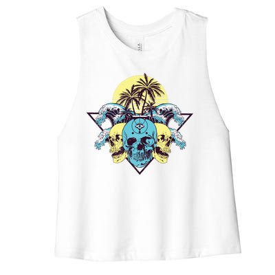 Tropical Skulls Women's Racerback Cropped Tank