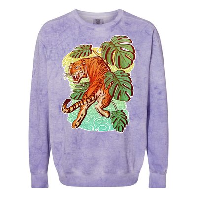 Tropical Tiger Tattoo Design Colorblast Crewneck Sweatshirt