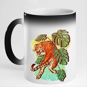 Tropical Tiger Tattoo Design 11oz Black Color Changing Mug