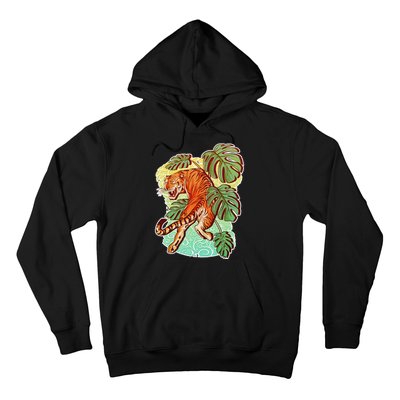 Tropical Tiger Tattoo Design Hoodie