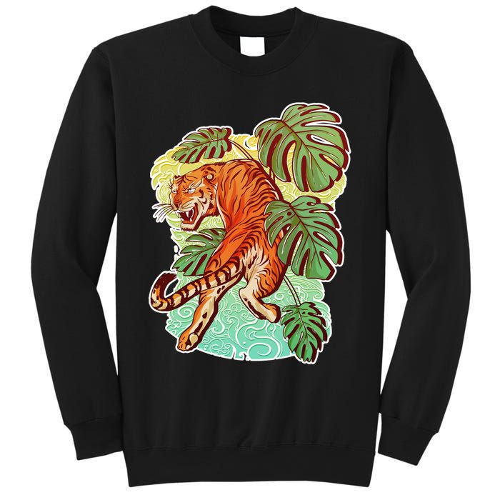 Tropical Tiger Tattoo Design Sweatshirt