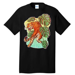 Tropical Tiger Tattoo Design Tall T-Shirt