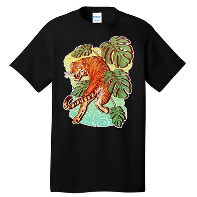 Tropical Tiger Tattoo Design Tall T-Shirt