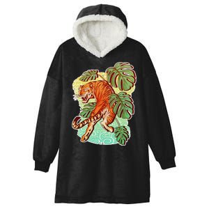 Tropical Tiger Tattoo Design Hooded Wearable Blanket