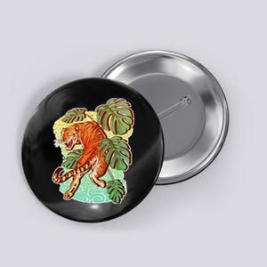 Tropical Tiger Tattoo Design Button