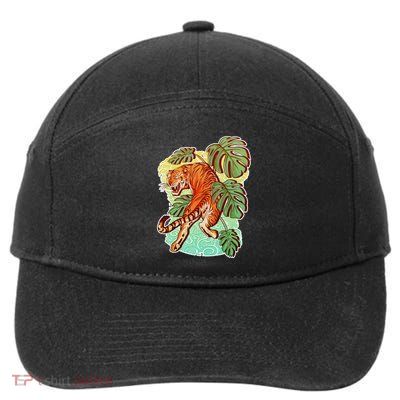 Tropical Tiger Tattoo Design 7-Panel Snapback Hat