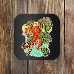 Tropical Tiger Tattoo Design Coaster