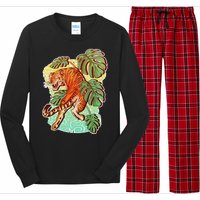 Tropical Tiger Tattoo Design Long Sleeve Pajama Set