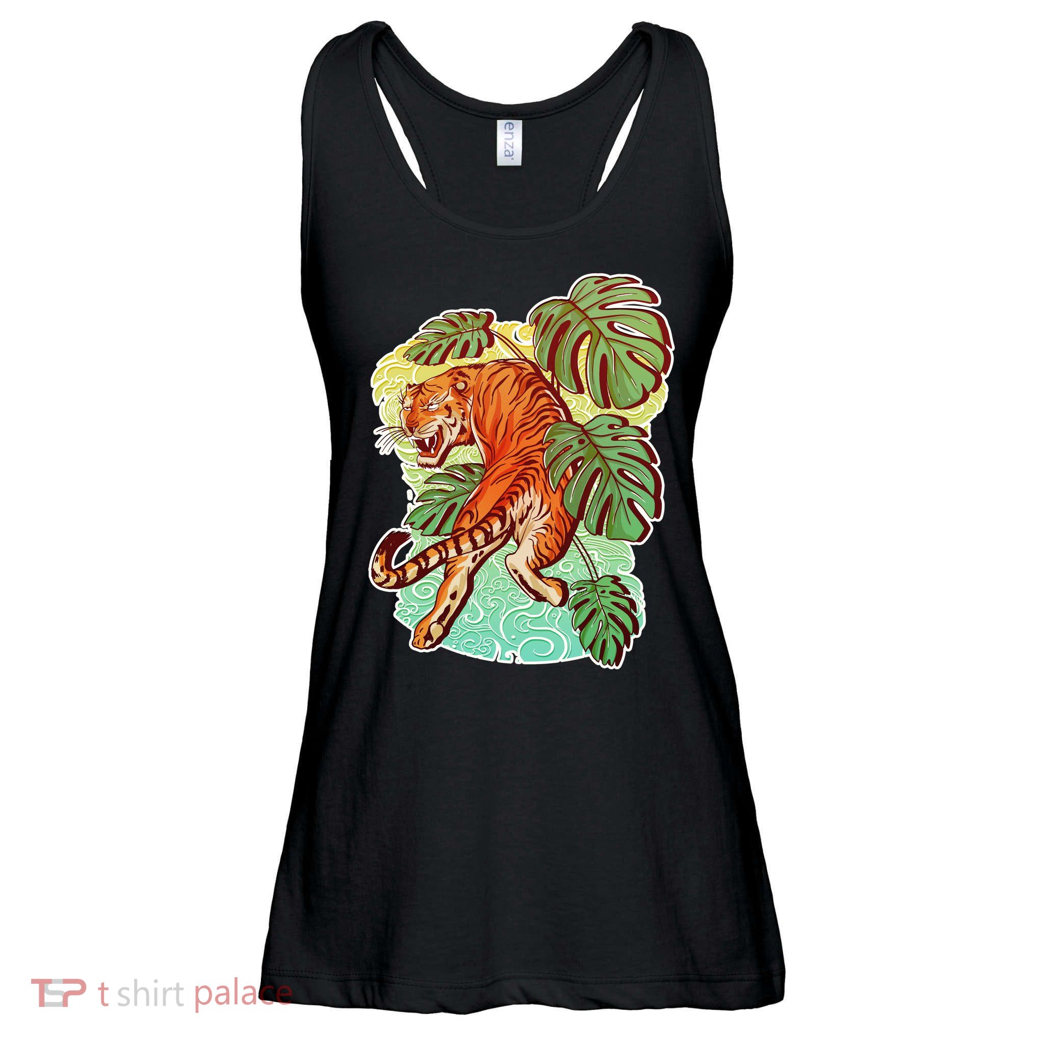 Tropical Tiger Tattoo Design Ladies Essential Flowy Tank
