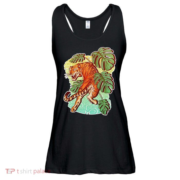 Tropical Tiger Tattoo Design Ladies Essential Flowy Tank