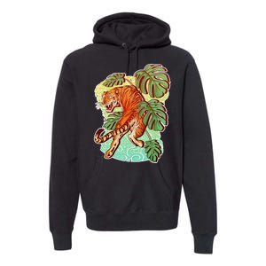 Tropical Tiger Tattoo Design Premium Hoodie