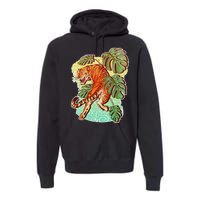 Tropical Tiger Tattoo Design Premium Hoodie