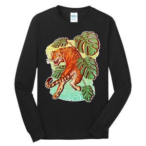 Tropical Tiger Tattoo Design Tall Long Sleeve T-Shirt