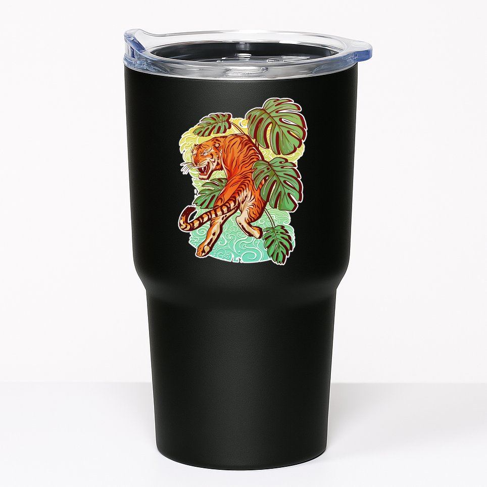 Tropical Tiger Tattoo Design Tumbler