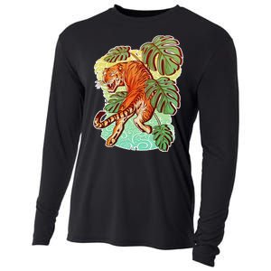 Tropical Tiger Tattoo Design Cooling Performance Long Sleeve Crew