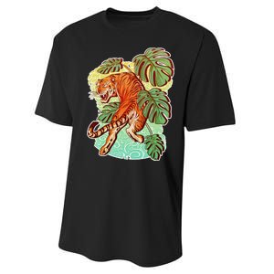 Tropical Tiger Tattoo Design Performance Sprint T-Shirt