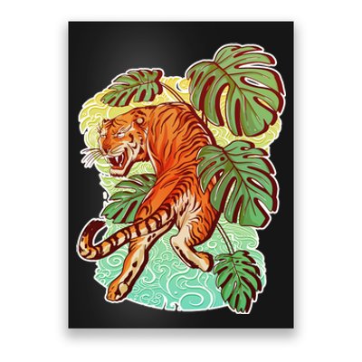 Tropical Tiger Tattoo Design Poster