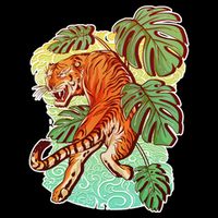 Tropical Tiger Tattoo Design Premium T-Shirt