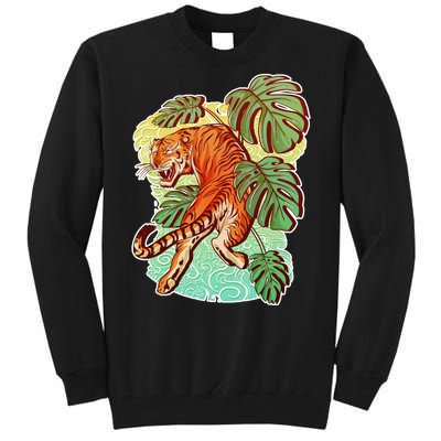 Tropical Tiger Tattoo Design Tall Sweatshirt