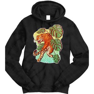 Tropical Tiger Tattoo Design Tie Dye Hoodie