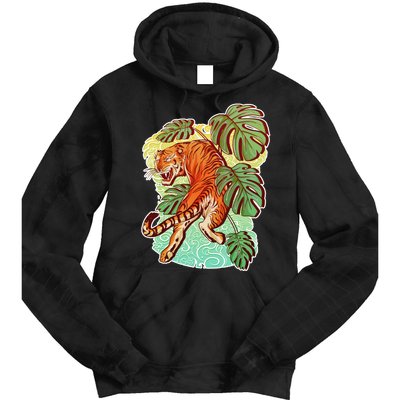 Tropical Tiger Tattoo Design Tie Dye Hoodie