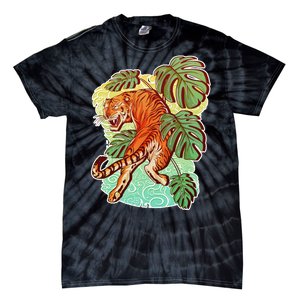 Tropical Tiger Tattoo Design Tie-Dye T-Shirt