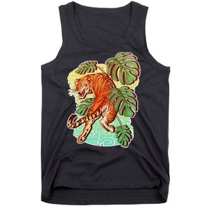 Tropical Tiger Tattoo Design Tank Top