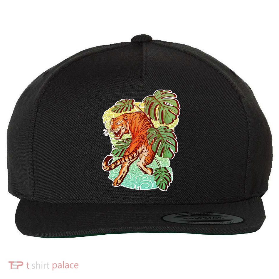 Tropical Tiger Tattoo Design Wool Snapback Cap