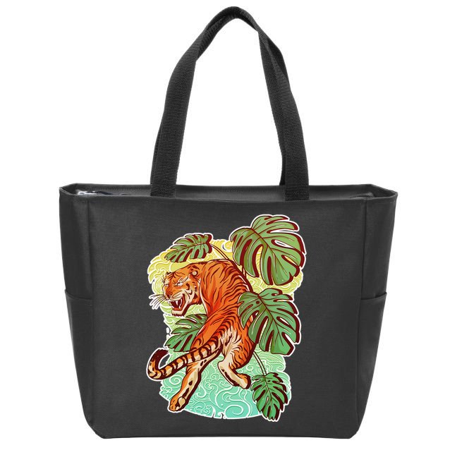 Tropical Tiger Tattoo Design Zip Tote Bag