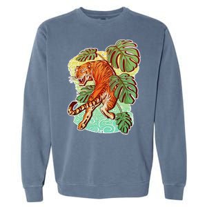 Tropical Tiger Tattoo Design Garment-Dyed Sweatshirt