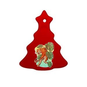 Tropical Tiger Tattoo Design Ceramic Tree Ornament