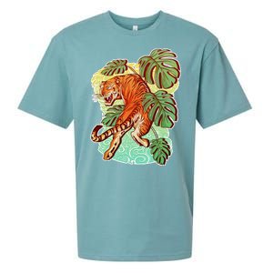 Tropical Tiger Tattoo Design Sueded Cloud Jersey T-Shirt