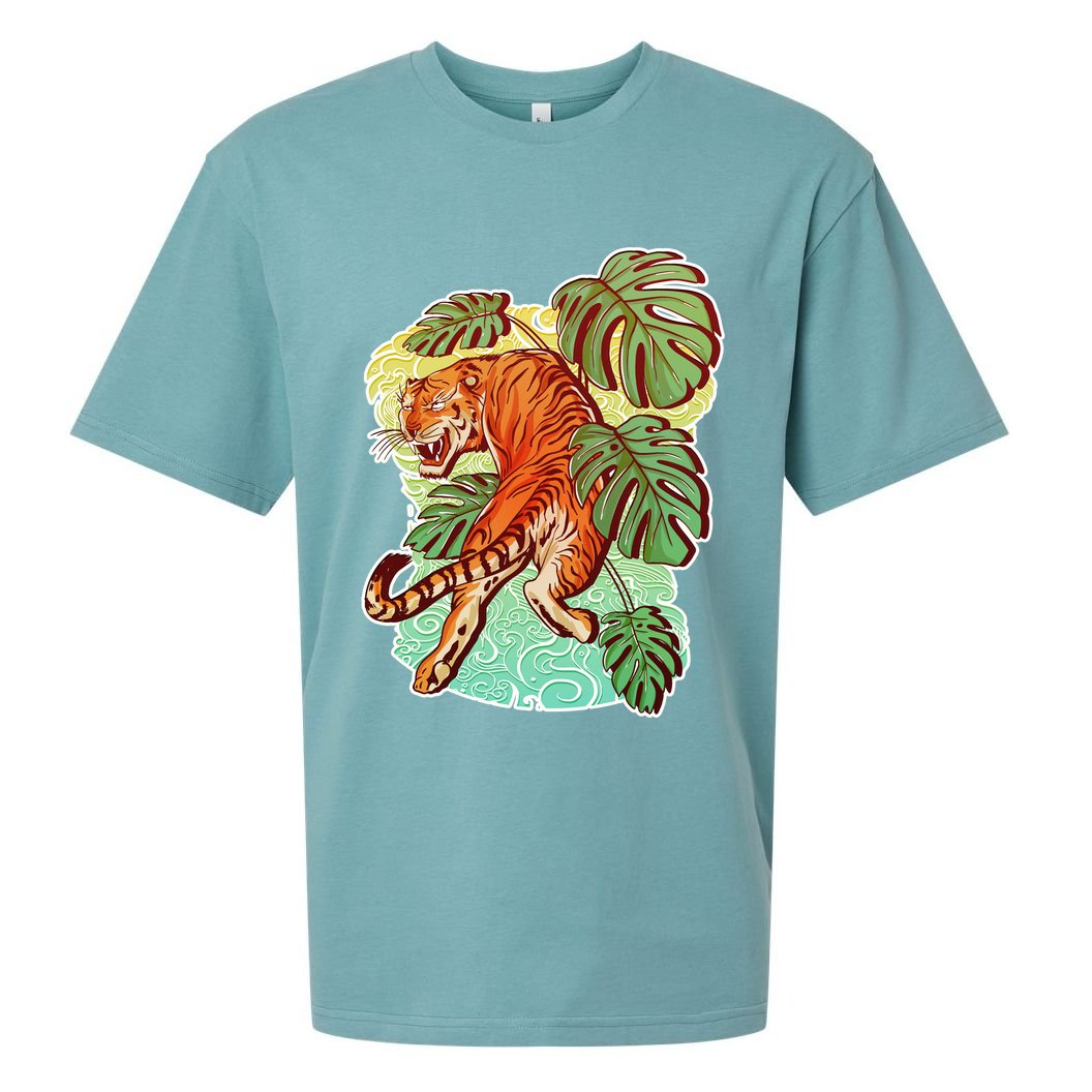 Tropical Tiger Tattoo Design Sueded Cloud Jersey T-Shirt