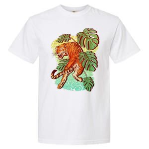 Tropical Tiger Tattoo Design Garment-Dyed Heavyweight T-Shirt