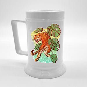 Tropical Tiger Tattoo Design Beer Stein