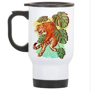 Tropical Tiger Tattoo Design Stainless Steel Travel Mug