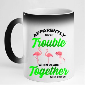 Trouble Flamingo When We Are Together Who Knew 11oz Black Color Changing Mug