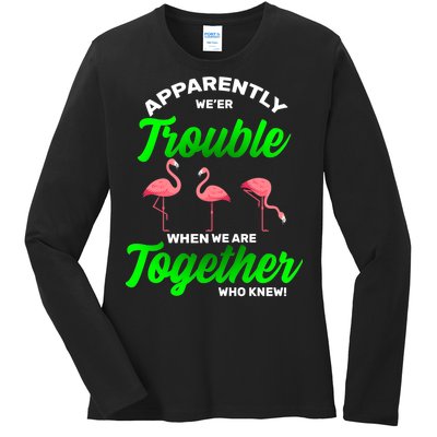 Trouble Flamingo When We Are Together Who Knew Ladies Long Sleeve Shirt