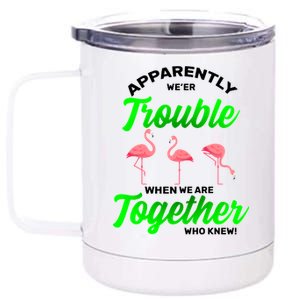 Trouble Flamingo When We Are Together Who Knew 12 oz Stainless Steel Tumbler Cup