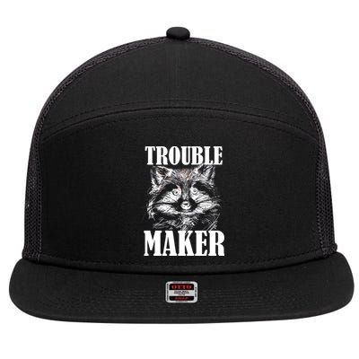 Trouble Maker Funny Raccoon 7 Panel Mesh Trucker Snapback Hat