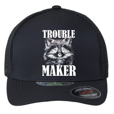 Trouble Maker Funny Raccoon Flexfit Unipanel Trucker Cap