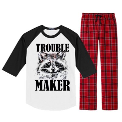 Trouble Maker Funny Raccoon Raglan Sleeve Pajama Set