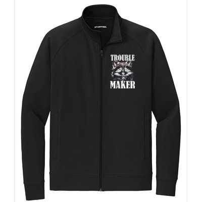 Trouble Maker Funny Raccoon Stretch Full-Zip Cadet Jacket